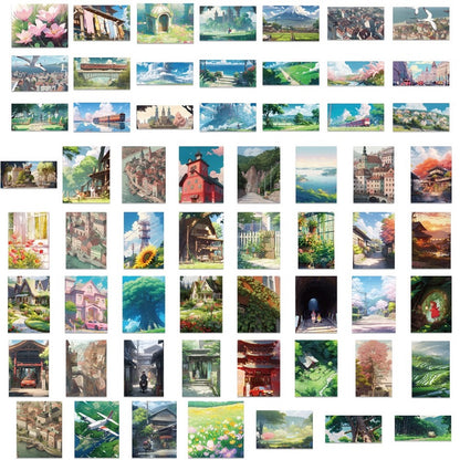 Lot de 20 stickers paysages Ghibli
