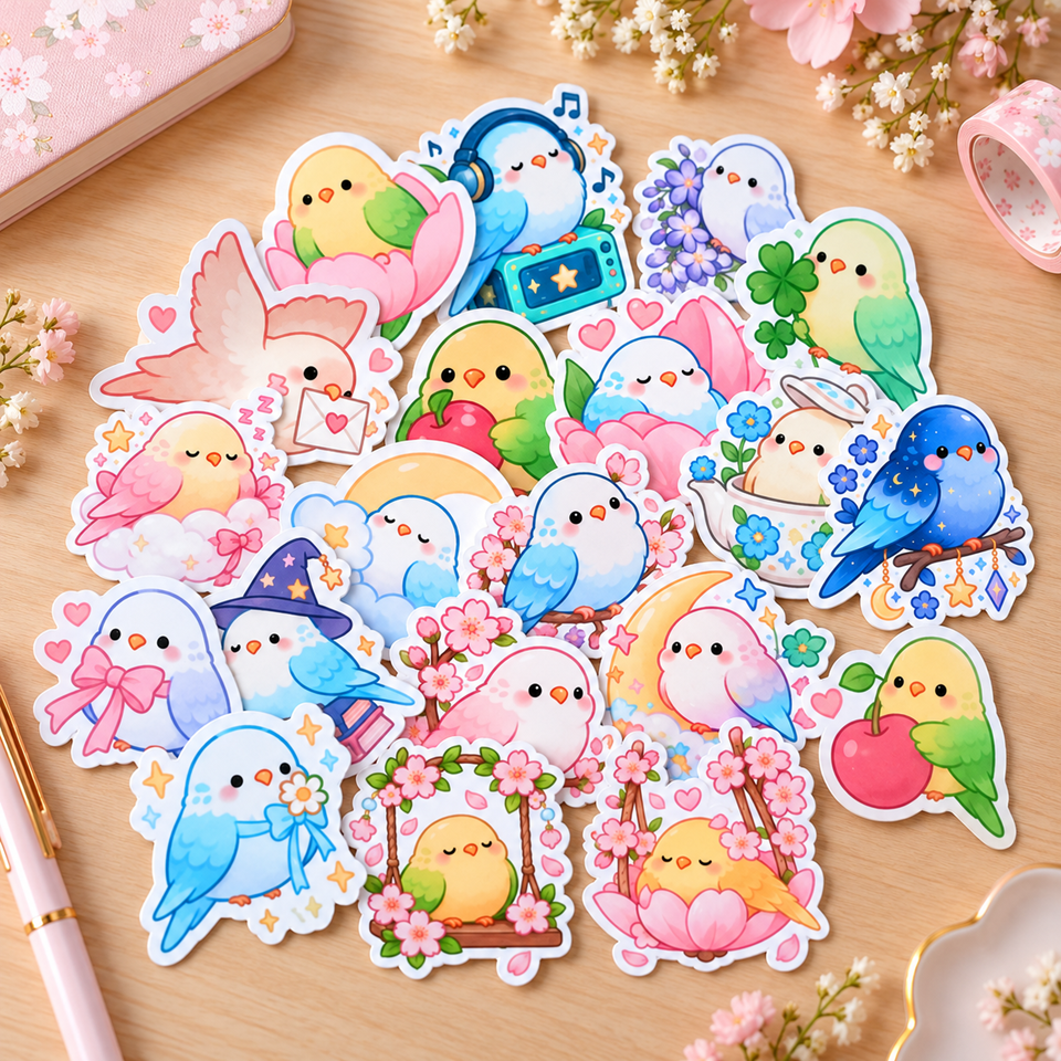Lot de 20 stickers perruches