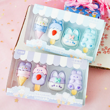Lot de 4 Gommes lapins glaces