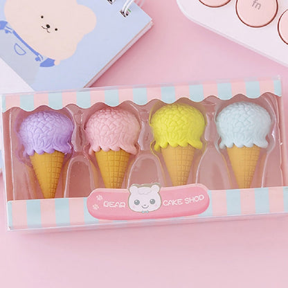 Lot de 4 gommes glaces colorées