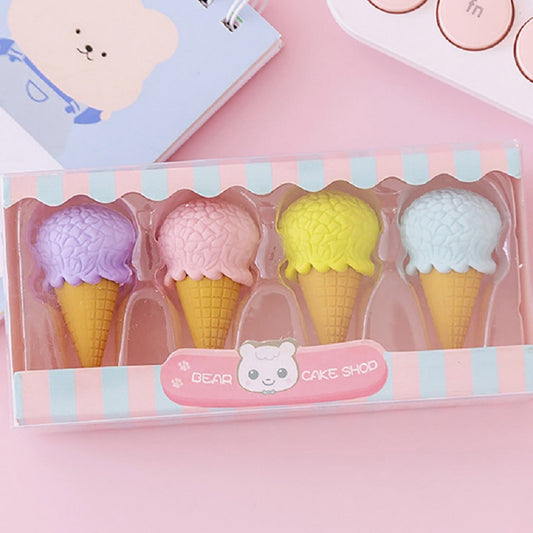 Lot de 4 gommes glaces colorées
