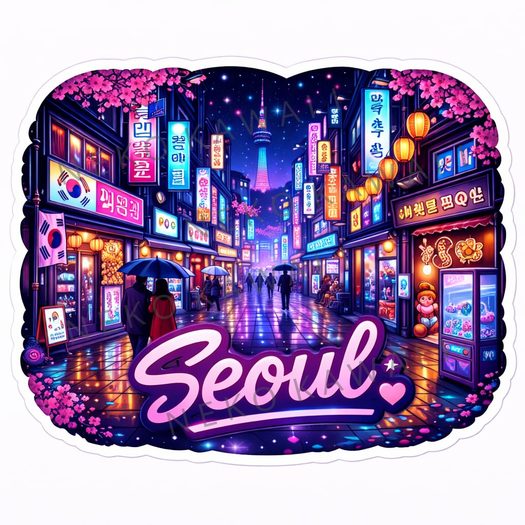 Sticker prénom personnalisé "Une nuit à Séoul"