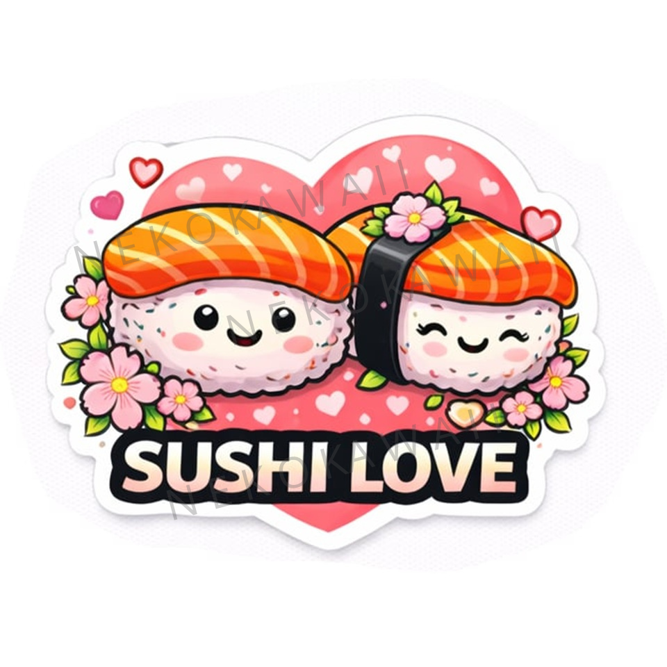Sticker personnalisé sushis love