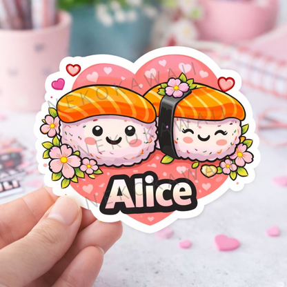 Sticker personnalisé sushis love