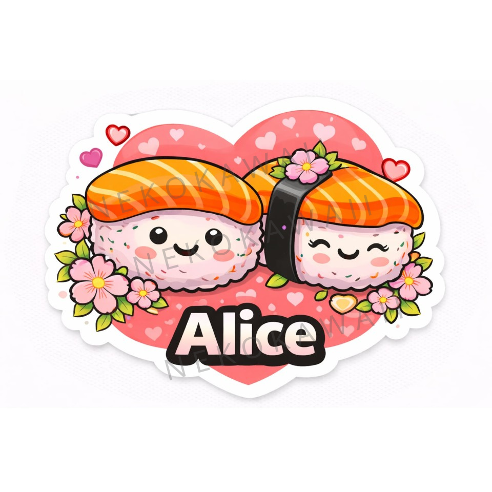 Sticker personnalisé sushis love