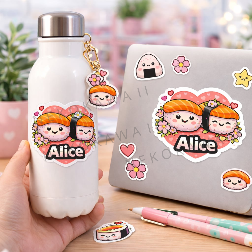 Sticker personnalisé sushis love
