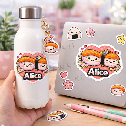 Sticker personnalisé sushis love