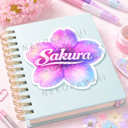 Sticker prénom personnalisé fleur de sakura