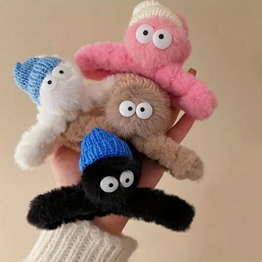 Pince à cheveux kawaii peluchée