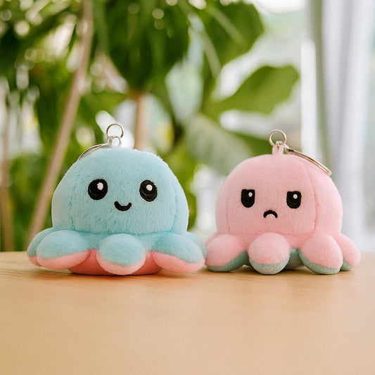Porte-clé peluche octopus réversible