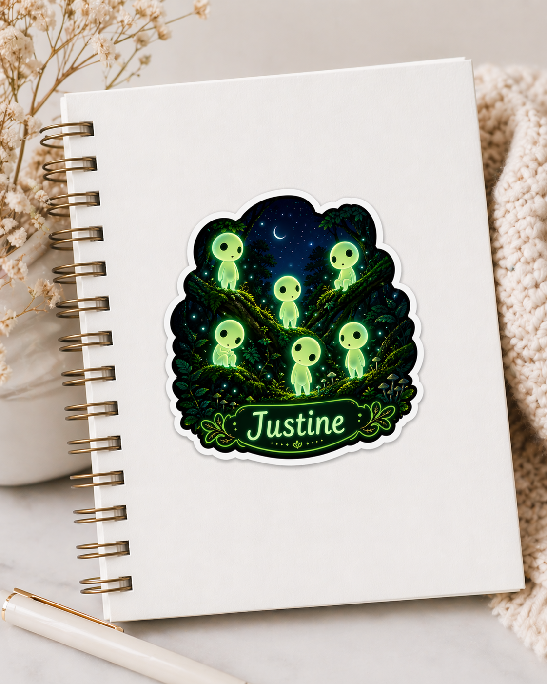 Sticker prénom personnalisé kodama esprits de la forêt