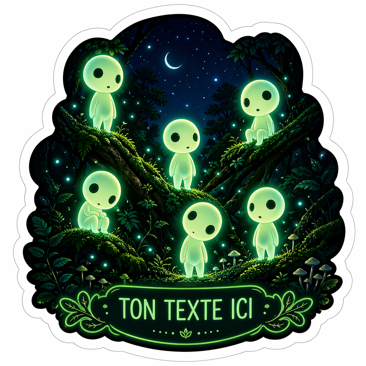 Sticker prénom personnalisé kodama esprits de la forêt