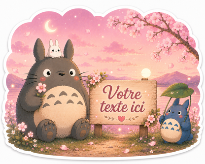 🌸 Sticker Totoro Personnalisé – Prénom, Couple & Date Souvenir 🌸