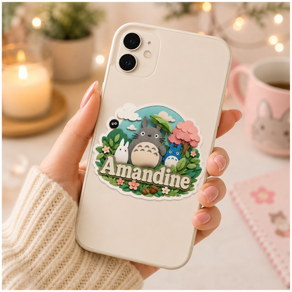 Sticker Prénom Personnalisé — Autocollant Totoro Kawaii 🌿