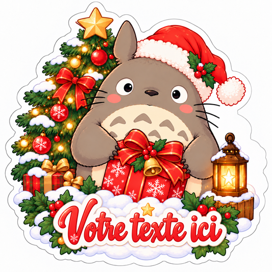 Sticker prénom personnalisable Totoro Noël 🎄🎅✨