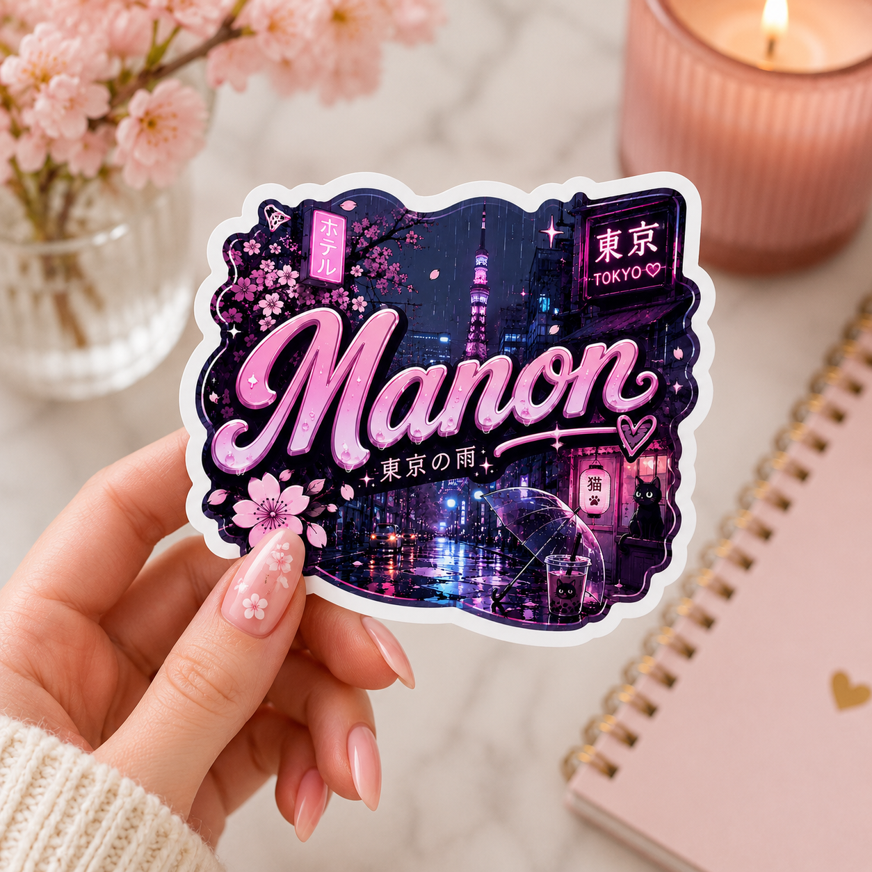Sticker prénom personnalisé "Une nuit à Tokyo"