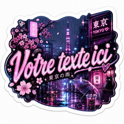 Sticker prénom personnalisé "Une nuit à Tokyo"