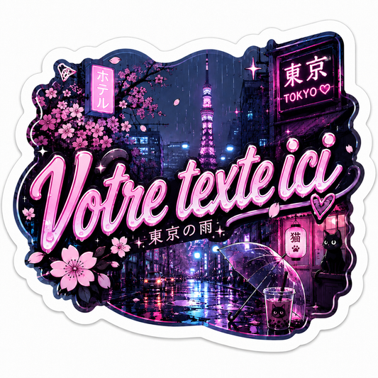 Sticker prénom personnalisé "Une nuit à Tokyo"