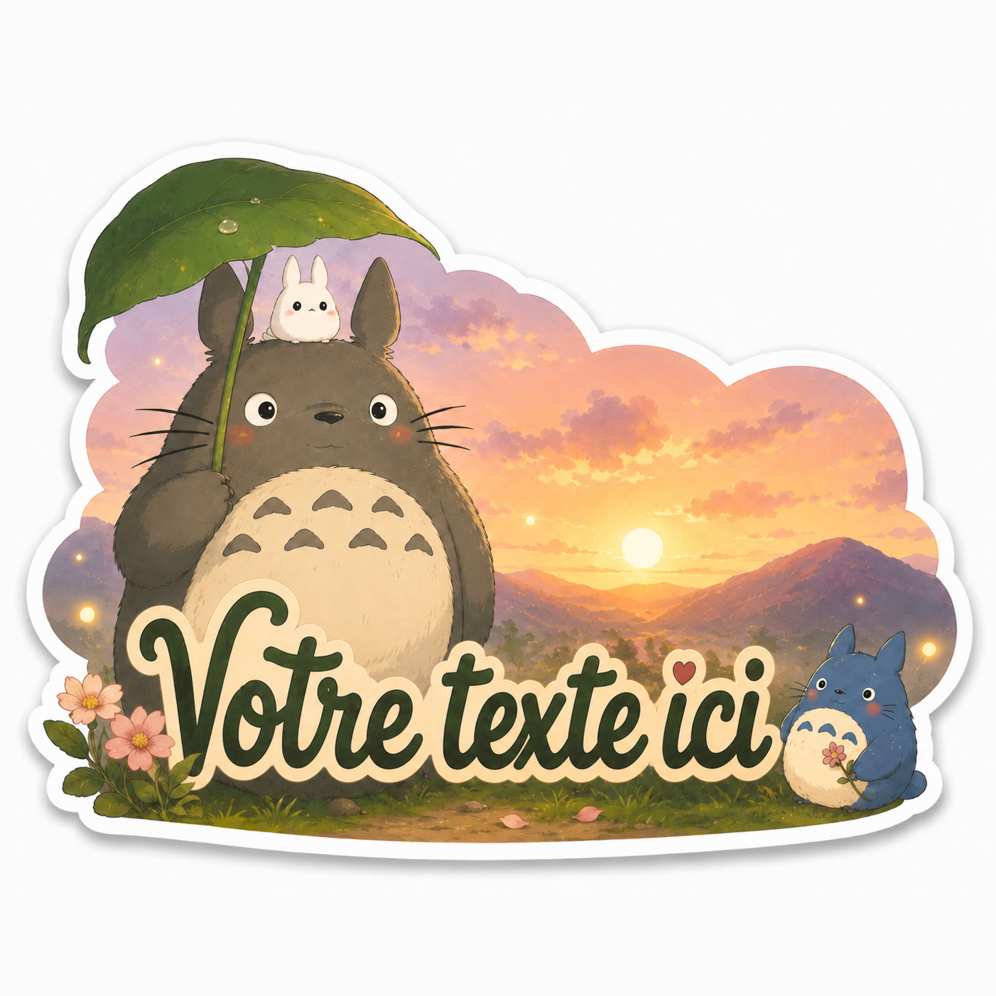 Sticker prénom Totoro kawaii personnalisé 🌿