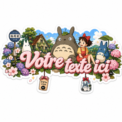 Sticker prénom personnalisable Totoro Jardin 🌿🌸✨