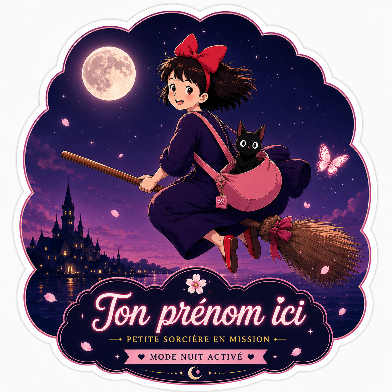 Sticker prénom personnalisé Kiki la petite sorcière
