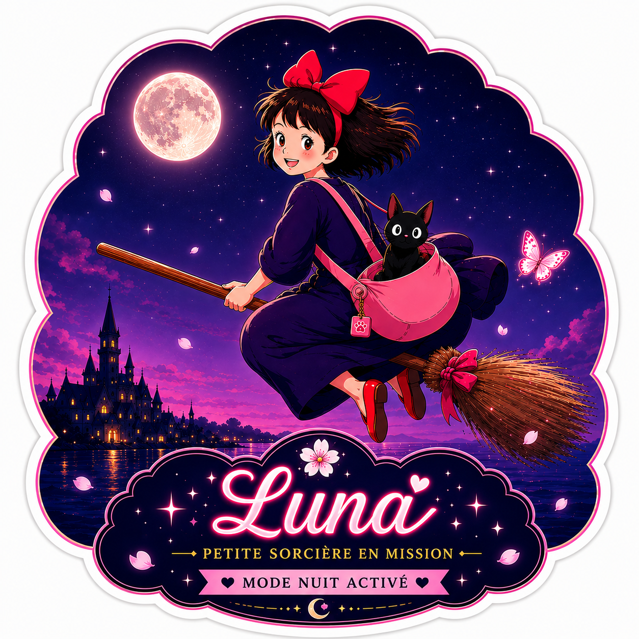 Sticker prénom personnalisé Kiki la petite sorcière