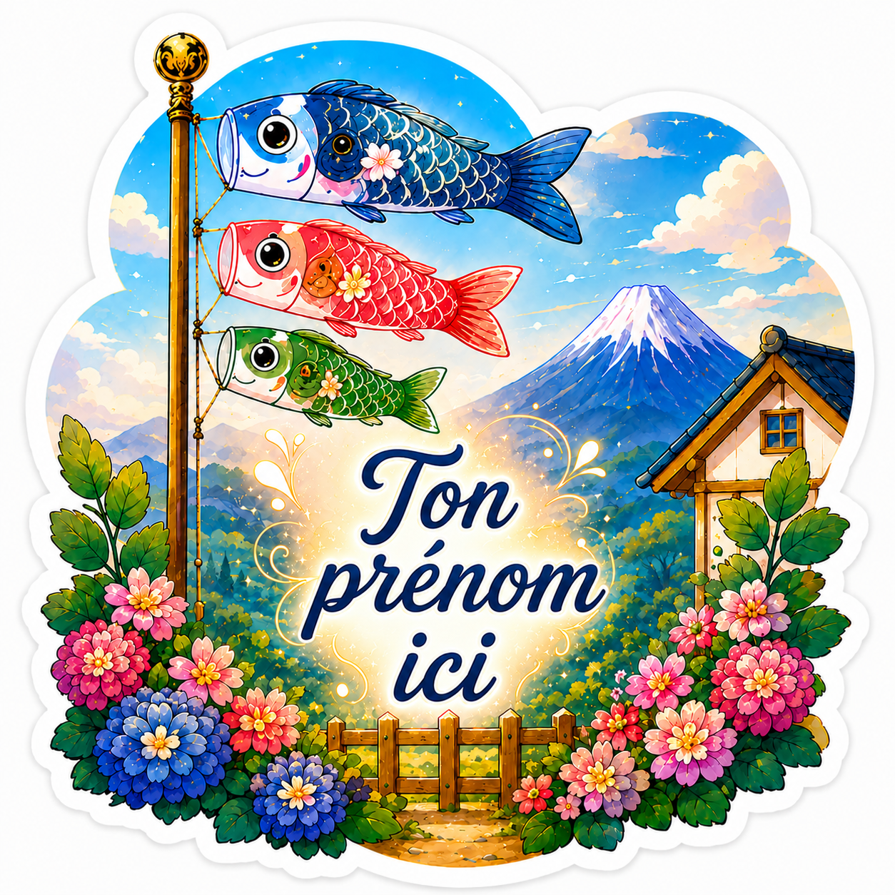 Sticker prénom personnalisable Koi Nobori 🎏