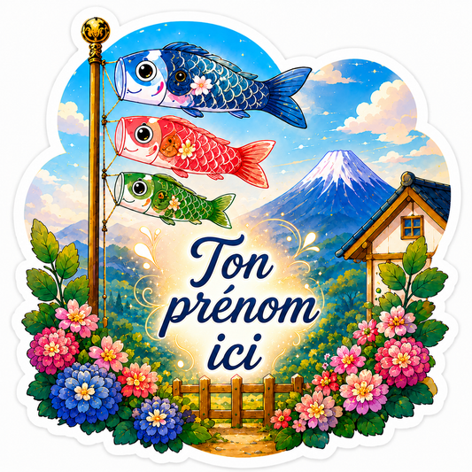 Sticker prénom personnalisable Koi Nobori 🎏