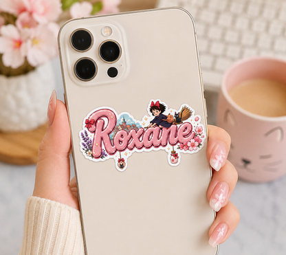 Sticker prénom personnalisable  Kiki la petite sorcière🧙‍♀️🌸✨