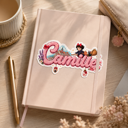 Sticker prénom personnalisable  Kiki la petite sorcière🧙‍♀️🌸✨