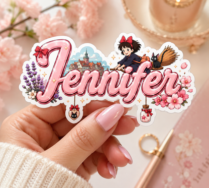 Sticker prénom personnalisable  Kiki la petite sorcière🧙‍♀️🌸✨