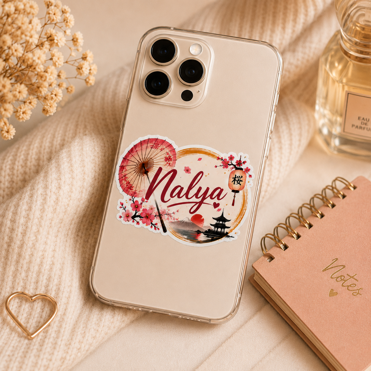 Sticker personnalisable kawaii sur un carnet, idée cadeau unique et mignonne 💕