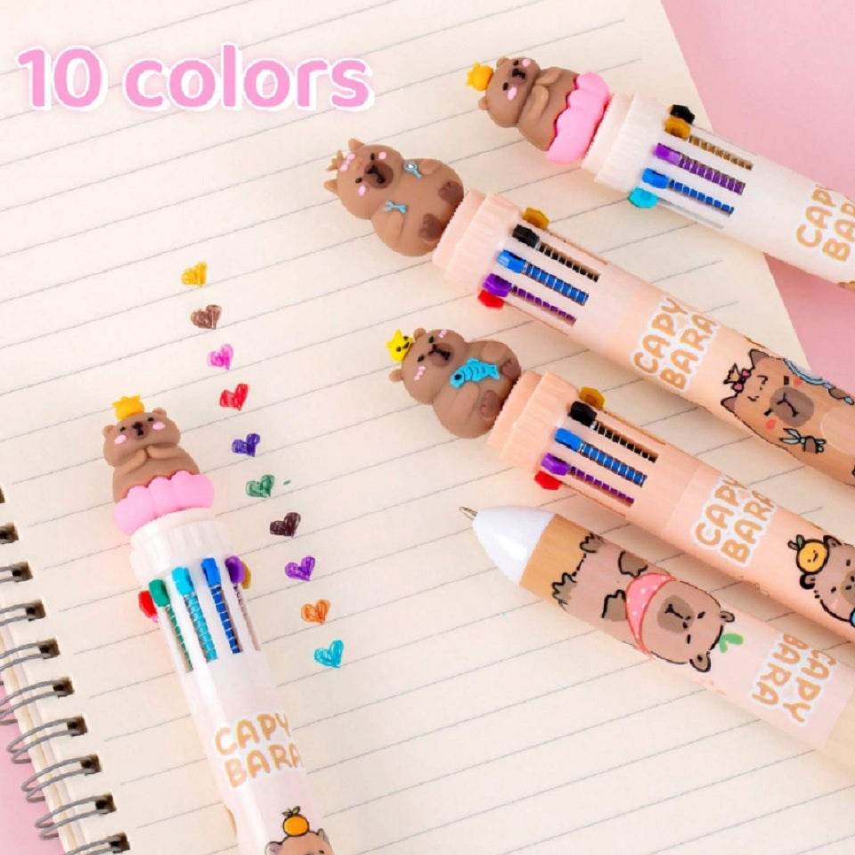 Stylo 10 couleurs capybara