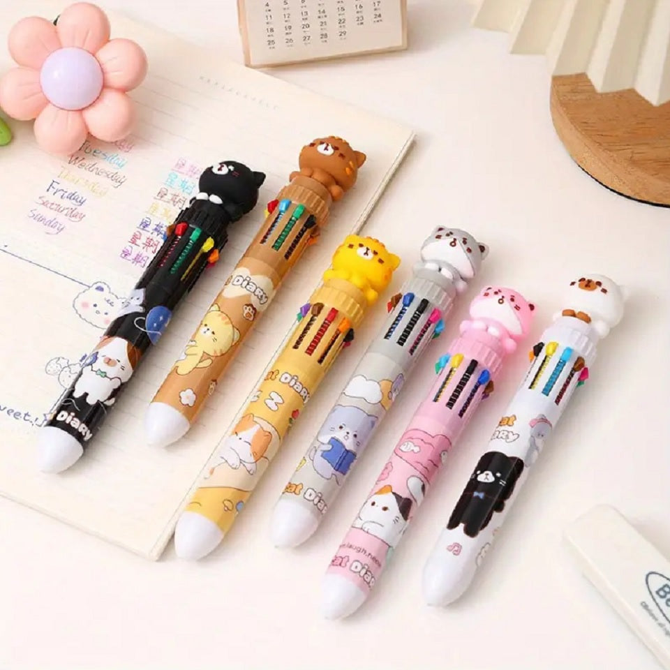 Stylo 10 couleurs chat mignon (PROMO -36%)