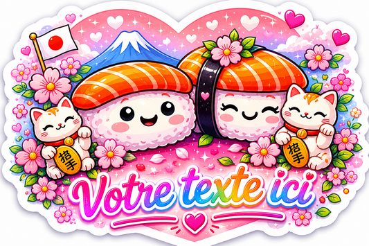 Sticker prénom personnalisé sushis love