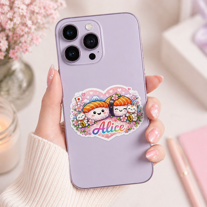 Sticker prénom personnalisé sushis love
