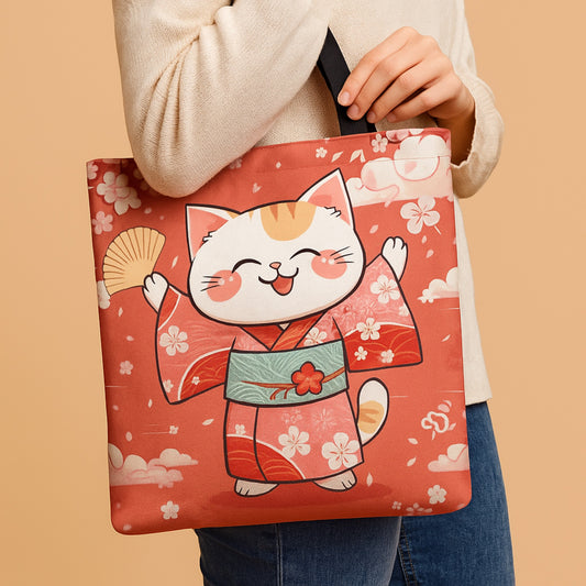 Tote bag chat en kimono