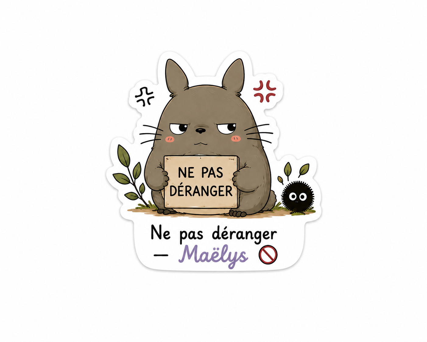 Sticker Mood Totoro Ne pas déranger – kawaii personnalisable