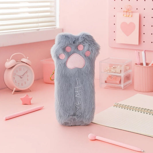 Trousse patte de chat grise