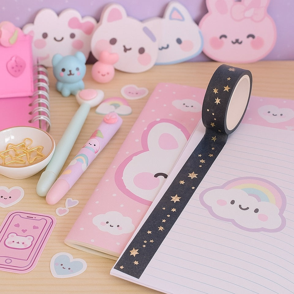Washi tape étoiles dorées