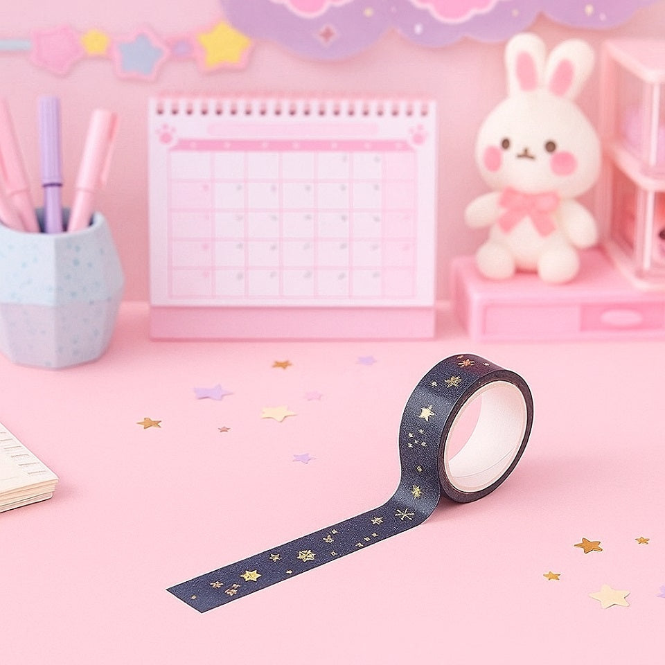 Washi tape étoiles dorées