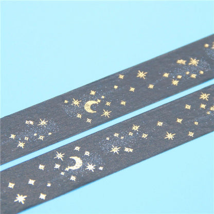 Washi tape lune et étoiles dorées