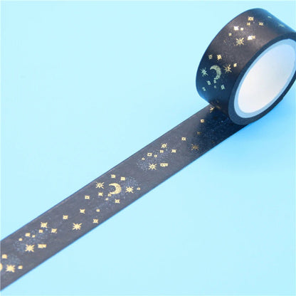 Washi tape lune et étoiles dorées