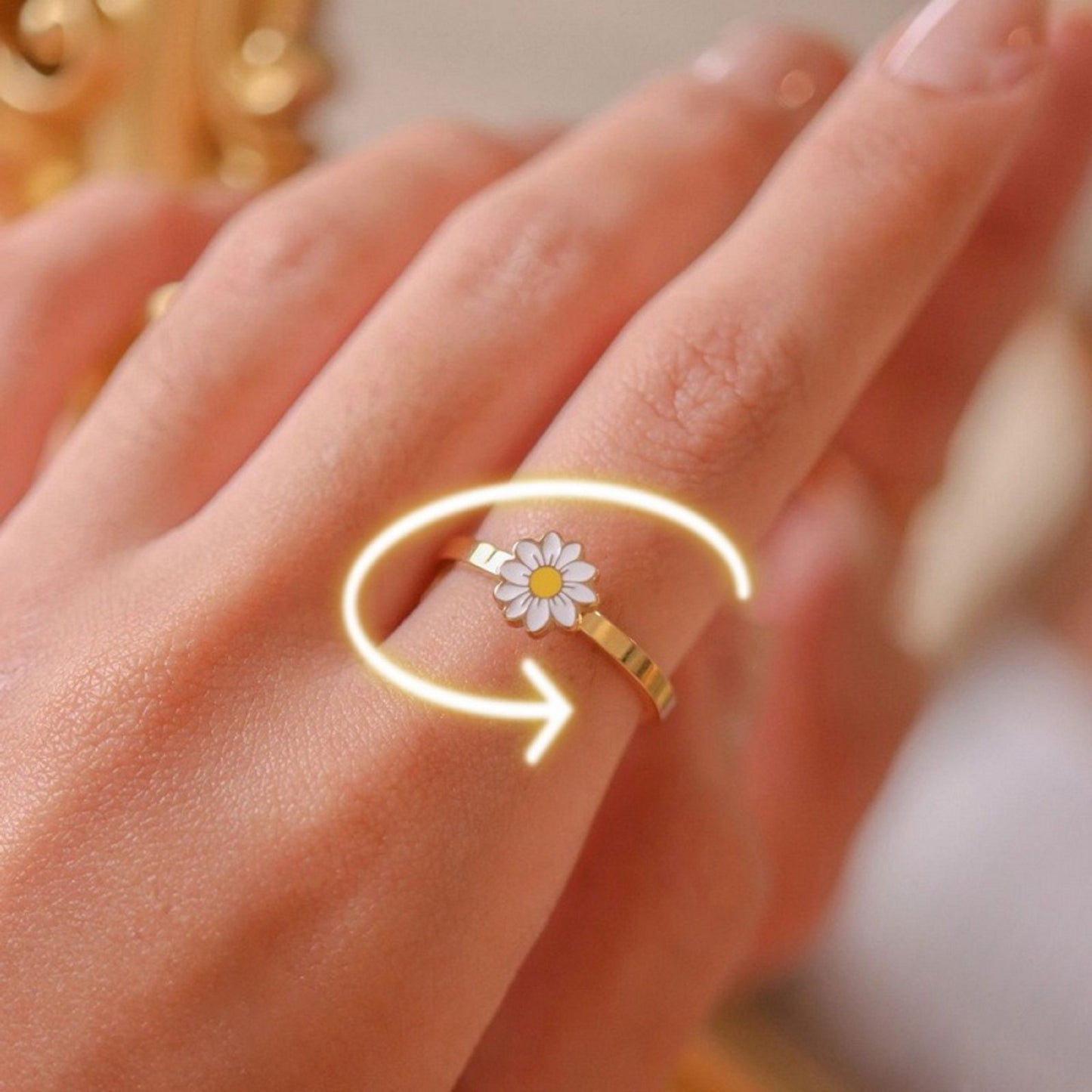 Bague rotative marguerite