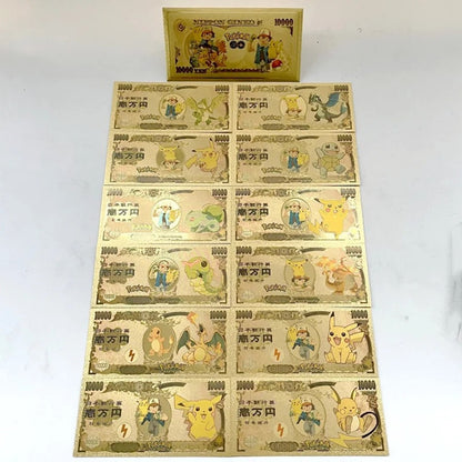 un billet de collection yen doré sur le thème Pokemon