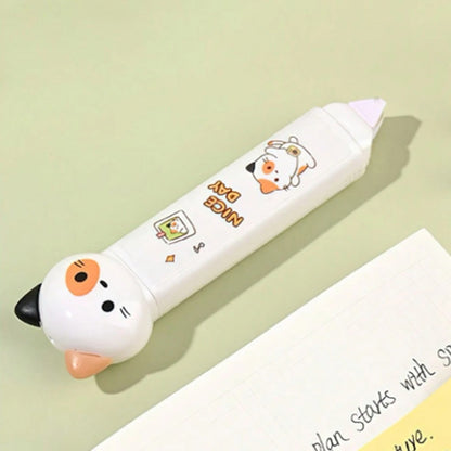 un outil de papeterie qui combine ruban correcteur et colle dans un design en forme de chat ultra mignon.