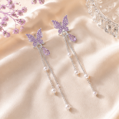 Boucles d'oreilles papillons violets (PROMO -24%)
