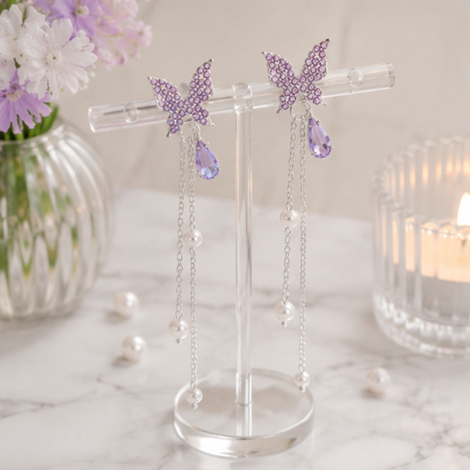 Boucles d'oreilles papillons violets (PROMO -24%)