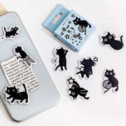 Boite de stickers chats noirs
