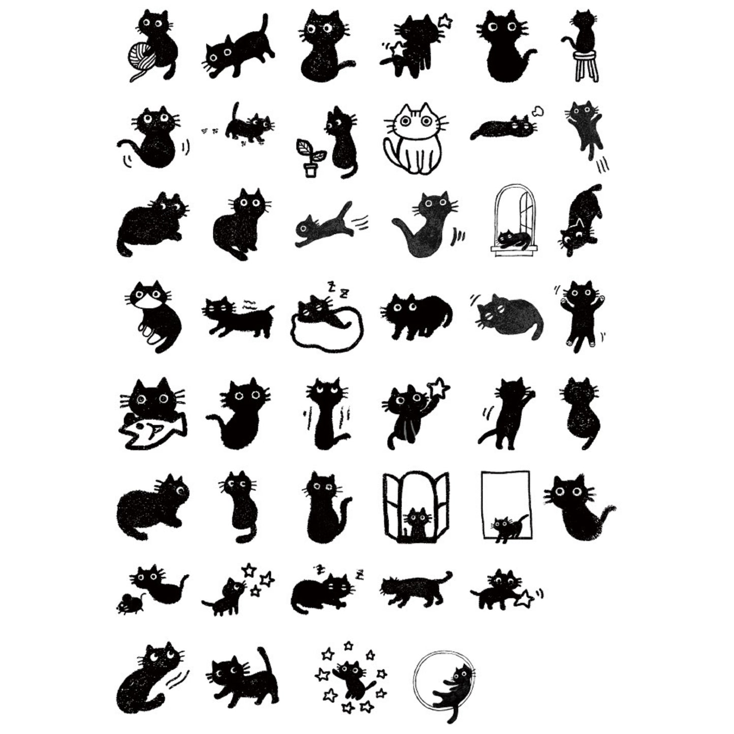Boite de stickers chats noirs